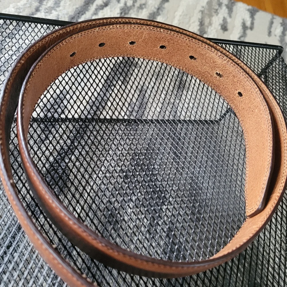 Thick Brown leather belt w/silver buckle size med